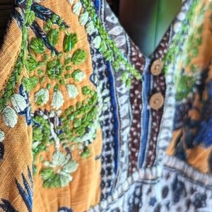 NWT Anthropologie RAGA Neha Paisley peach/blue/green boho dress